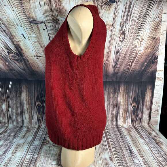 Christopher & Banks Sz Medium Red Sleeveless Full Zip Mock Neck Sweater Vest Top - Picture 4 of 8
